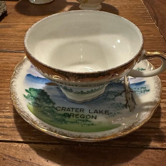 Crater Lake  tea cup and saucer set efcco china made in Japan - Picture 1 of 6